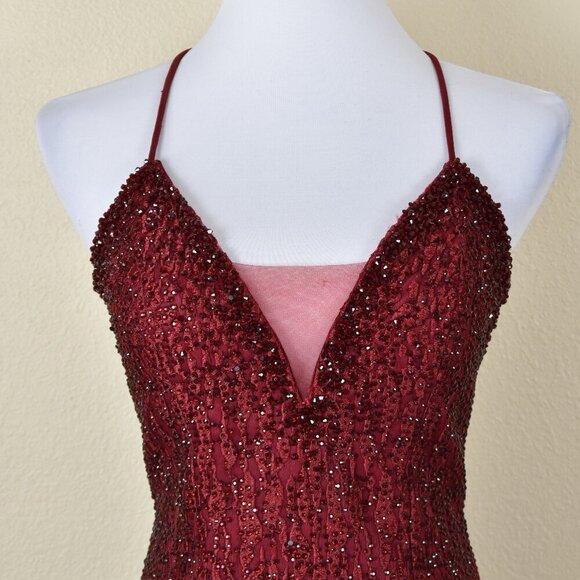 Ellie Wilde Mon Cheri Wine EW21933S Short Formal Dress - 10 - Picture 4 of 11